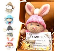 Wryhaul Mini Bunny Hug Cute Easter Gift, Bunny Stuffed Animal Sets with Inspirational Card Desk Decor, Teacher Students Party and Valentine's Day Easter Gifts (STYLE-A)