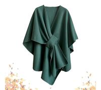 WRYHAUL The Fleece Drape Shawl, Women's Elegant Knitted Shawl Wraps with Loop Closure, Soft Open Front Poncho Sweater Cape Cardigan, Ultra Soft Shoulder Cozy (Green,One Size)