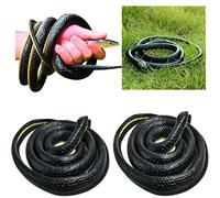 Wrzbest 2 PACK Black Fake Snakes, Large Realistic Snake model, Rubber Snake Figure for Halloween Prank Props，April Fool's Day,Scare Friends,Garden Decor