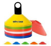 Wrzbest 60 Pcs Training Marker Multi Color Soccer Cones Field Markers Football Disc Cone Disc Mini Training Cones with Plastic Holder