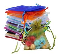 WS Accessories PACK OF 10 Organza Gift Bags, Jewellery Pouches 7x5cm/7x9cm/9x12cm/10x15cm/13x18cm (Mixed Colours, 10x15cm)
