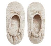 WS-AW22 Ladies Ballerina Style Glippers Crushed Velvet Velour Indoor Glippers Gold UK 5-6