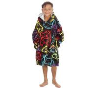 WS-AW23 Kids Boys Oversized Hoodie Blanket Sherpa Fleece Lined Hood Long Sleeved Giant Lounge Hoody Top Gaming Gamer Black One Size