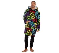 WS-AW24 Adult Mens Printed Novelty Oversized Blanket Hoodie Hooded Baggy Lounge Fleece Sweatshirt Black Gamer One Size