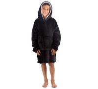 WS-AW24 Kids Boys Embossed Novelty Oversized Blanket Hoodie Plush Fleece Baggy Lounge Sweatshirt Kangaroo Pocket Black Gamer 7-13 Years