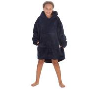 WS-AW24 Kids Boys Plain Plush Fleece Super Warm Oversized Blanket Hoodie Baggy Lounge Sweatshirt Navy 7-13 Years