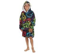 WS-AW24 Kids Boys Printed Oversized Blanket Hoodie Plush Fleece Baggy Lounge Sweatshirt Kangaroo Pocket Black Gamer 7-13 Years