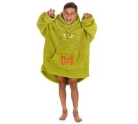 WS-AW24 Kids Unisex Novelty Grinch Oversized Blanket Hoodie Borg Fleece Green One Size