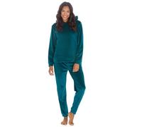 WS-AW24 Ladies Full Length Hooded 2 Piece Twoise Lounge Set Super Soft Fleece Loungwear Tracksuit Hoodie and Long Bottoms Teal X-Large