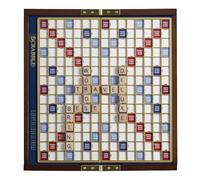 WS Game Company Scrabble Deluxe Travel Edition - Word Game Age 8+, Alphabet Theme, 2-4 Players, Ages 8+