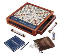 WS Game Company Scrabble Trophy Luxury Edition with Rotating Wooden Game Board