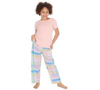 WS-SS24 Kids Girls 2-Piece Pyjama Short Sleeved Jersey T-Shirt & Long Bottom Pants Set Summer PJ's Pink Size 11-12 Years