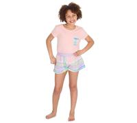 WS-SS24 Kids Girls 2-Piece Pyjama Short Sleeved Jersey T-Shirt & Shorts Set Summer PJ's Pink Size 11-12 Years