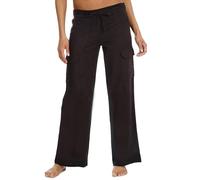 WS-SS24 Ladies Linen Viscose Blend Cargo Style Trousers Long Bottoms Summer Black 10