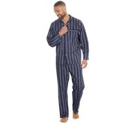 WS-SS24 Mens 2-Piece Pyjamas Long Sleeved Shirt & Long Pants Set Flannel PJ's Nightwear Stripe Medium