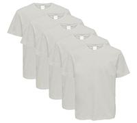 WS-SS24 Mens Plain T-Shirt Short Sleeved Crew Neck 100% Cotton Tee Multibuy 5 Pack - Grey Medium