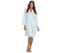 WS-SS24 Womens Lightweight Kimono Robe 100% Cotton Summer Dressing Gown Knee Length Bathrobe Blue Spot Medium