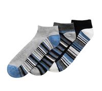 WS-SS25 3 Pairs Mens Striped Trainer Liner Bamboo Socks Low Cut Gentle Soft UK Grey 6-11