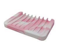 WS UK 1 x Silicone Soap Dish for Bathroom, Kitchen or Shower [Light Pink/White]