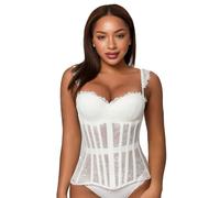 WS Waist Secrets - Mesh Corset for Women - Lace Up Underbust Corset - Waist Cincher - White Lace Body Shaper, XS, White Lace, PP