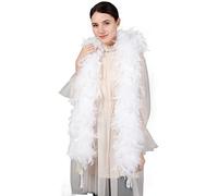 Ws&Wt 2 Yards 100 Grams Turkey Chandelle Feather Boa for Adult Women Costume Accessory Dress up Party Favors, White, 2 Yards