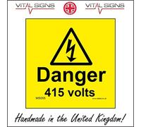 WS055 DANGER 415 VOLTS SIGN ELECTRICITY SHOCK HAZARD RISK DANGER HIGH VOLTAGE 150mm x 150mm Sticker/Sav - White Background