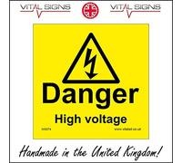 WS074 DANGER HIGH VOLTAGE SIGN RISK OF INJURY DEATH ELECTRICITY SAFETY WARNING 200mm x 200mm Magnetic - Vehicle Grade