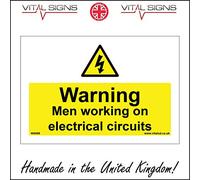 WS099 Warning Men Working On Electrical Circuits Sign Safety Shock Death 200mm x 150mm Magnetic - Vehicle Grade