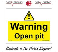 WS155 Warning Open Pit SIGN hole ground coal mine danger caution keep out 300mm x 200mm Dibond/Composite Aluminium