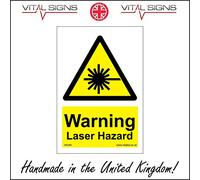 WS260 Warning Sign Warning Laser Hazard Signs 100mm x 150mm .Sticker/SAV - White Background