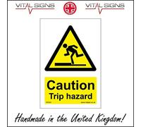 WS303 Warning Sign Caution Trip Hazard Signs 150mm x 200mm Magnetic - Vehicle Grade