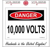 WS410 Warning Sign Danger 10,000 Volts Signs 200mm x 150mm 3MM Standard FOAMEX FOAMBOARD