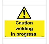WS642 Warning Sign Caution Welding in Progress 400mm x 300mm Magnetic - Vehicle Grade