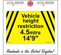 WS793 Warning Sign VEHICLE HEIGHT RESTRICTION 4.5 MTRS 14 9 600mm x 450mm 1MM PVC FOAMEX