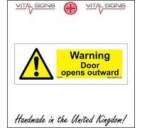 WS794 Warning Sign Warning Doors Open Outward 150mm x 50mm 3MM Standard FOAMEX FOAMBOARD