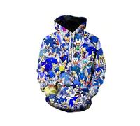 (WS9108, L) Nick the Hedgehog game character 3D print large size hooded personalized sweatshirt for men