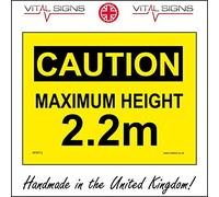 WS913 Caution Maximum Height 2.2M Limit Car Park Bridge Restriction Vehicle Sign 150mm x 100mm 1mm Pvc Foamex