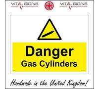 WS969 Danger Gas Cylinders Compressed Bottle Area Hazard Hazchem Safety Sign 300mm x 200mm Magnetic - Vehicle Grade