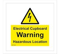 WS989 Electrical Cupboard Warning Hazardous Location Keep Out Clear Sign 100mm x 100mm 3mm Standard Foamex Foamboard