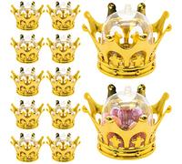 WSAMJIN 12 Pieces Candy Box Crown, Crown Shape Treat Box with Dome Plastic Crown Candy Storage Boxes Mini Muffin Bell Candy Bottles for Baby Shower, Princess Party, Birthday Party, Wedding Decoration