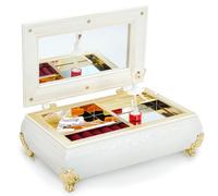 WSAMJIN Ballerina Music Box With Mirror, Elegant Musical Jewelry Box Ballet Dancing Girl Music Box with Melody Trinkets Jewelry Storage Case for Girls Women Home Decoration Gifts (Pearly White)