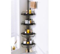 WSBArt Rustproof Shower Caddy Tension Pole Corner Shower Caddy Organizer 4 Tier Adjustable Shelves with Tension Pole and Large Capacity for Bathtub Shampoo Accessories Storage Rack 38.8-122.7inch