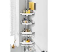 WSBArt Upgrade Sturdy Shower Caddy Tension Pole Quick Installation Corner Shower Shelves 18/8 Stainless Steel Rustproof 4 Tier Adjustable Shower Rack for Bathtub Shampoo Accessories Storage 32-122inch