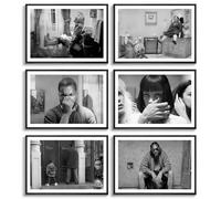 WSCARTQ 6Pcs Funny Bathroom Wall Art Dumb And Dumber Movie Scenes Bathroom Canvas Posters Prints Set Black and White Toilet Humor Wall Decor Pictures, Unframed