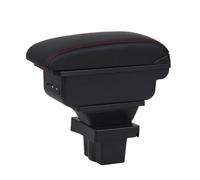 WSCDMCC Car Armrest Box for Seat Arona, Centre Console Arm Rest Organizer Armrest Storage Box, Car Interior Accessories,Black-Red