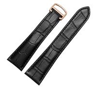 Wscebck Watch Strap for Cartier Tank Genuine Leather Watch Band Men's Claire Leather Belt London Solo Mechanical Watch Accessories 25mm (17mm,Black-rose Gold)