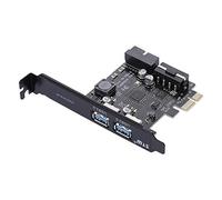 Wscoficey PCI Express to USB 3.0 2-Port Hub Controller Card With Internal 19-Pin Connector and 5V 4-Pin Male Power Dual Port