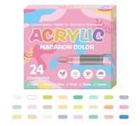 Wscwl Acrylic Paint Pens - 24 Colors Paint Markers for Rocks - Water-Based Fade-Resistant Graffiti Brush for Woodworking Egg Whiteboard Writing Signage Rock Leather School Projects