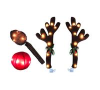 Wscwl Christmas Reindeer Antlers Car Kit,Festive Decoration with LED Lights,Car Costume Kit - for Van Truck Roof Holiday Party Seasonal Celebration Festive Drive