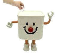 Wscwl Desktop Trash Can with Lid - Storage Box Container Cute Smile | Tiny Garbage Can,for Bedroom Office Dorm Room Kitchen Bathroom Car Laundry